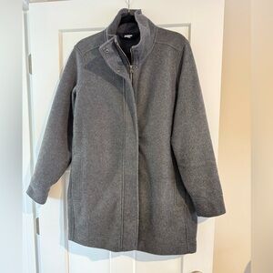 Land’s End Gray Wool-Blend Coat - Classic Zip & Snap Closure